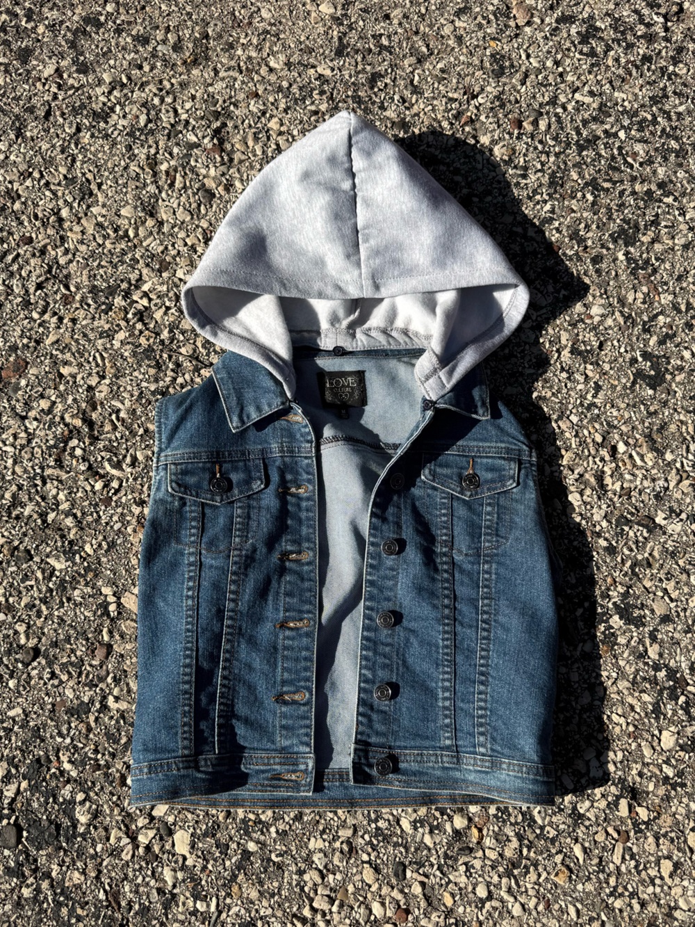 NWOT Love Culture hooded denim vest